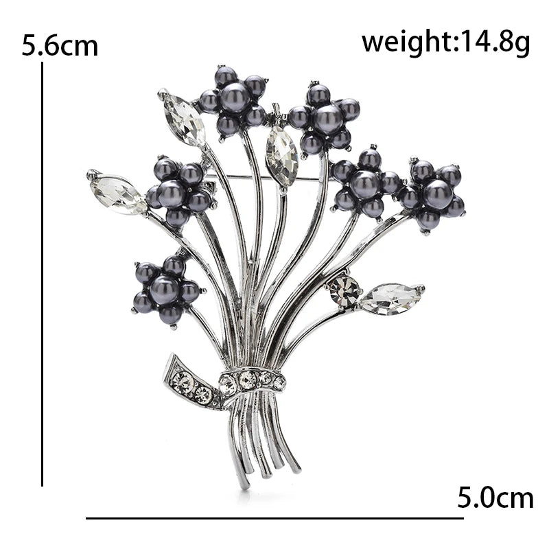 Wuli&baby Pearl Banquet Flower Brooches For Women Unisex 3-color Beautiful Plants Party Office Brooch Pins Gifts