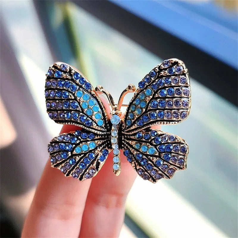Classic Rhinestone Butterfly Brooches For Women Vintage Beauty Casual Brooch Pins Clothing Accessories Party Wedding Gifts