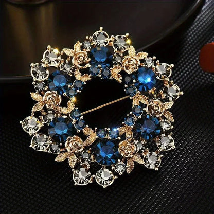SKEDS High-end Women  Exquisite Crystal Flower Badges Pin Fashion Creative Luxury Rhinestone Shining Brooch Corsages