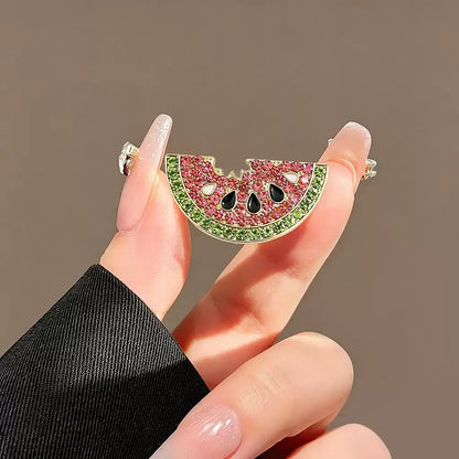 Crystal Rhinestone Watermelon Brooch Fruit Lapel Pin Fashion Clothing Accessories Jewelry Badge Gift