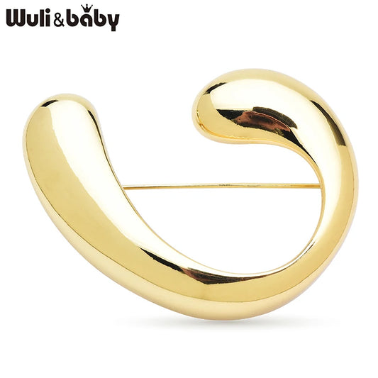 Wuli&baby Stainless Steel Curved Brooches For Women Unisex 2-color Charming Geometric Office Casual Clothes Pins Gifts