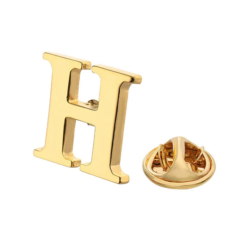 High Quality Classic Style Gold Letter A-Z Metal Brooch Women Men's Lapel Pin Women's Hat Scarf Backpack Badge Jewellery