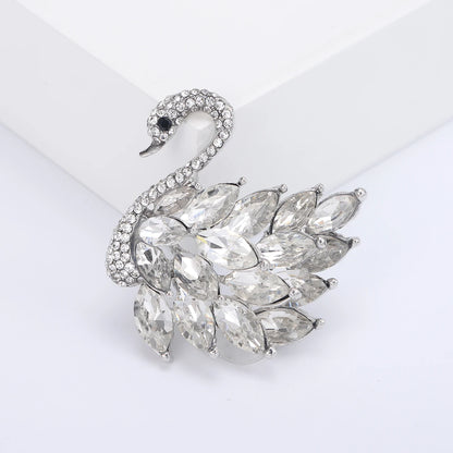 Classic Rhinestones Swans Brooches for Women Unisex Creativity Animals Pins Banquets Party Backpack Gifts Jewelry Accessories