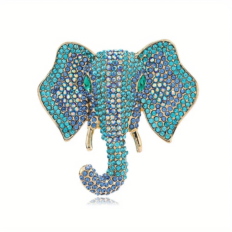 Vintage Women Men Fashion Palace Design Elephant Rhinestone Brooches Pins Retro Middle Unisex Suit Dress Badges Buckle Jewelry