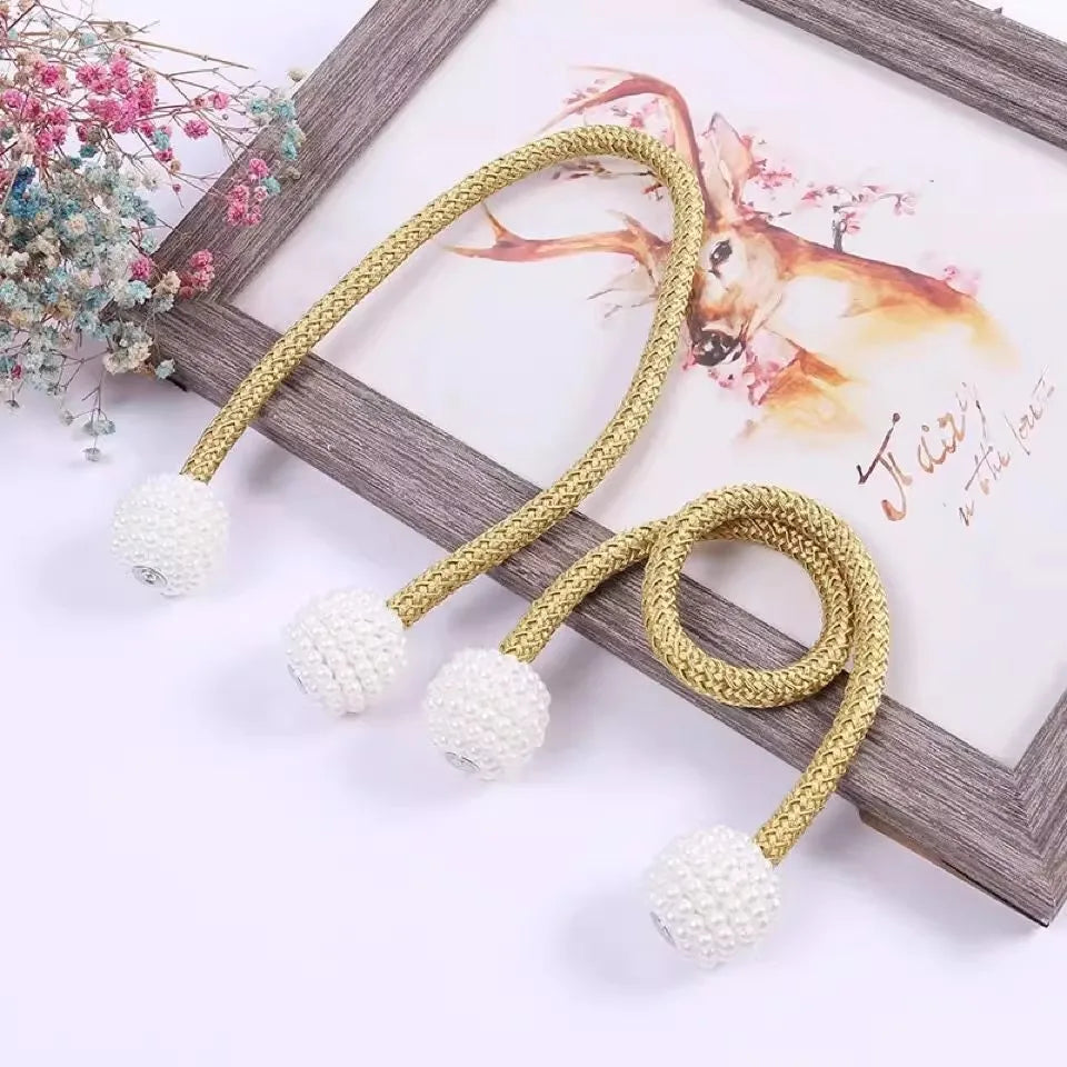 2pcs magnetic curtain tiebacks, a pair set, French-style mutual attraction premium gathering ropes, no drilling required.