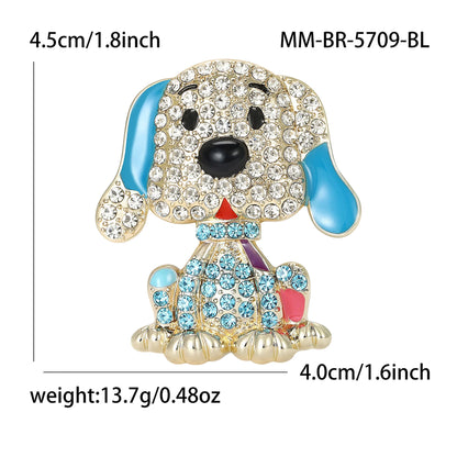 Beaut&Berry Classic Rhinestone Dog Brooches for Women Unisex Animal Pins Casual Party Jewelry Accessories Gifts Decoration