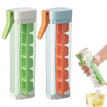 Creative One-Handed Ice Cube Mold Household Ice Making Artifact with 6 Compartments Ice Storage Box for Refrigerator