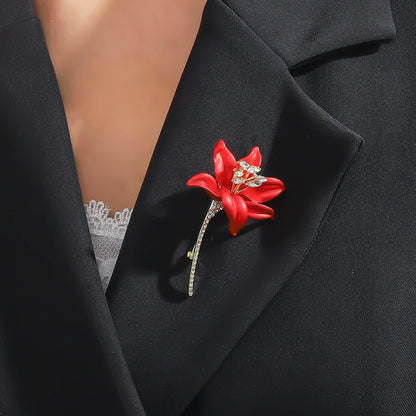 Stylish Charm Rose Brooch Shiny Rhinestone Flower Metal Women Brooch Lapel Pin Wedding Party Jewelry Accessories Gifts