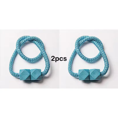 2pcs Curtain Tiebacks with Strong Magnet Thick Rope Design Bedroom Living Room Kitchen Durable Plastic Home Decor Accessory