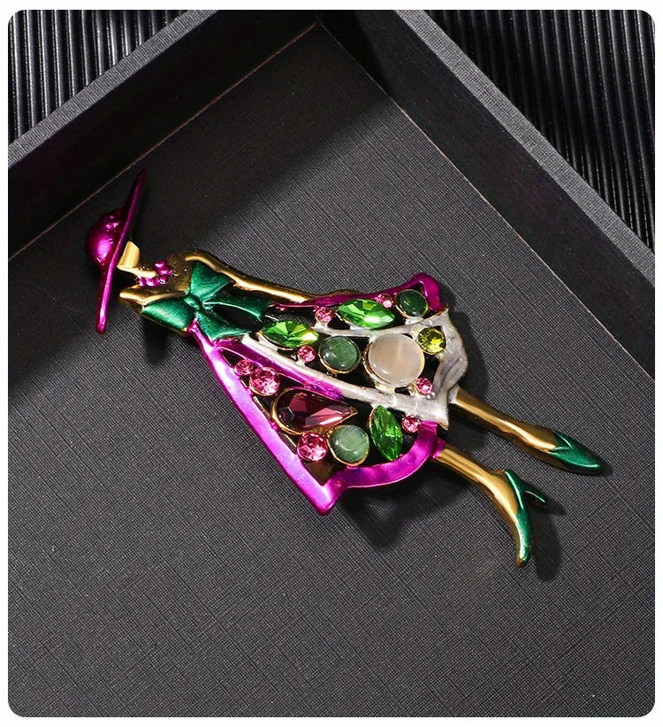 Exquisite Hollow Out Elegant Lady Crystral Enamel Brooch Badges Fashion Classic Women Drip Oil Pin Jewelry