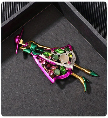 Exquisite Hollow Out Elegant Lady Crystral Enamel Brooch Badges Fashion Classic Women Drip Oil Pin Jewelry