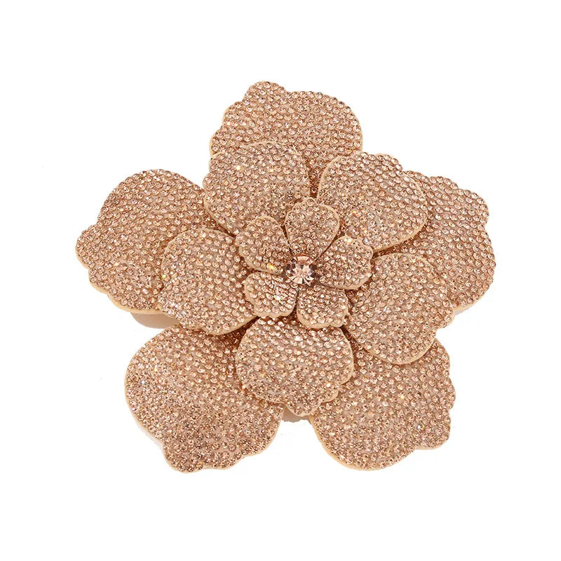 Three-dimensional Rhinestone Camellia Rose Brooch for Women's Fashion Pin High-end Luxury Jewelry Accessories Party Gift Corsage