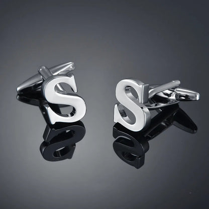 Simple Silver Color 26 Letter Cufflinks for men A to Z Alphabet Initial Cuff Links Business Suit Shirt Button Wedding Jewelry