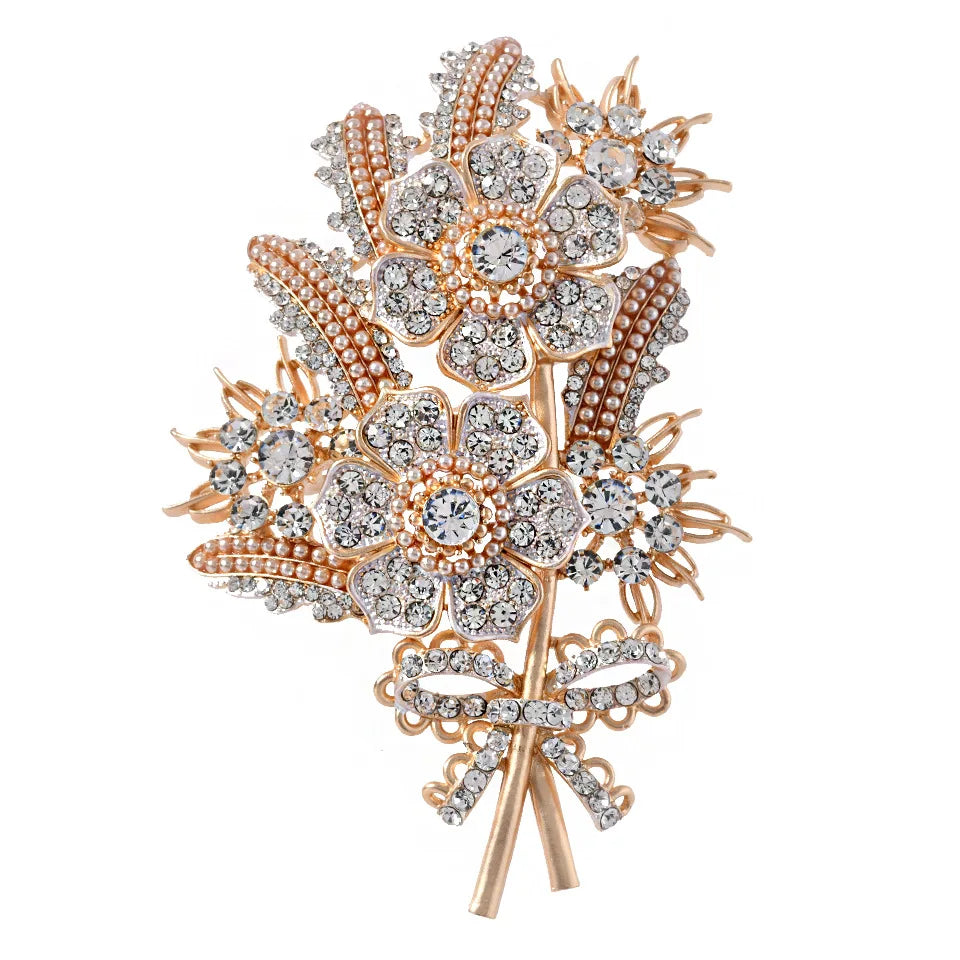 Fashionable Retro Floral Brooch Pin Heavy Work Diamond Embedded Versatile Outerwear Accessory Gift for Men And Women