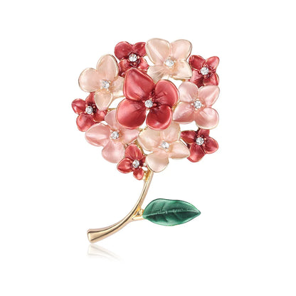 Vintage Sparkling Crystal Rose Hydrangea Magnolia Lotus Peony Poppy Flower Brooch Rhinestone Plant Pin Accessories Jewelry Gift