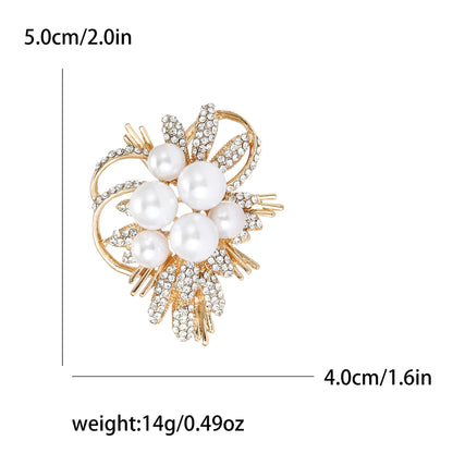 Beaut&Berry Trendy Luxury Pearl Bouquet Brooches for Women Unisex Plant Pins Friends Party Gifts Banquet Jewellery Accessories