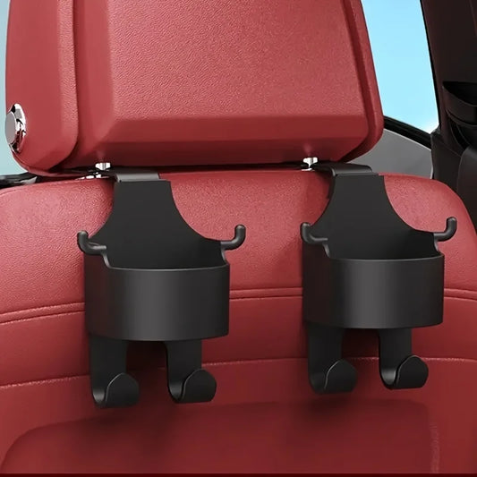 1/2Multifunctional car storage rack with hooks、Cup holder and storage box - Durable and sturdyPPMaterial，Suitable for seat back