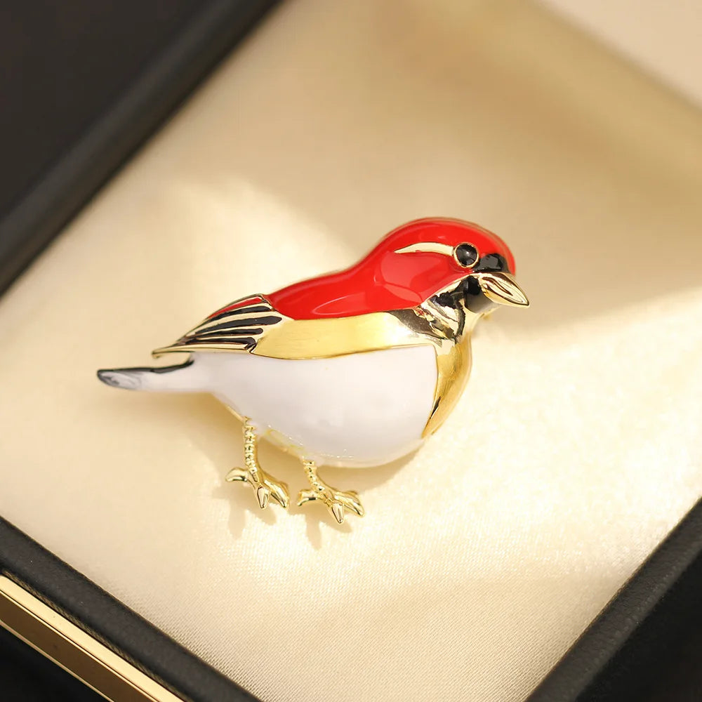 Baroque Luxury Beautiful Red Bird Design Men's Women's Brooch Pins，Jewelry Accessories, Wedding Holiday Party CoupleSurpriseGift