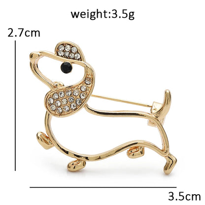 Wuli&baby Lovely Dog Brooches For Women Unisex Alloy Rhinestone Cute Puppy Animal Party Office Brooch Pins Gifts