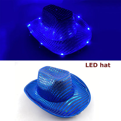LED Glowing Cowgirl boy Hat Neon Luminous Bride Hat For Holiday Light Up Supplies Fluorescent Party Props Bachelorette Party Hat