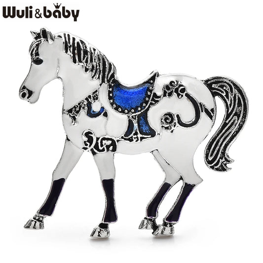 Wuli&baby Vintage Strong Horse Brooches Pins For Women Unisex 2-color Enamel Year Of The Horse Animal Office Party Brooch Pins