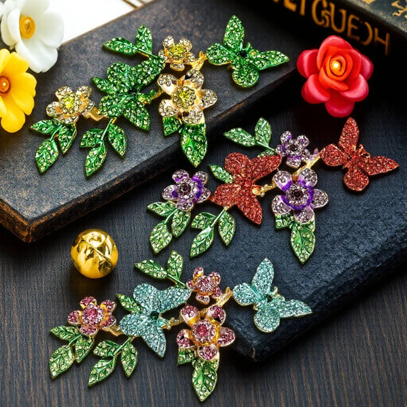 Baroque Luxury Butterfly Flower Design Brooch for Men and Women, Jewelry Accessories, Wedding, Holiday, and Party Gift