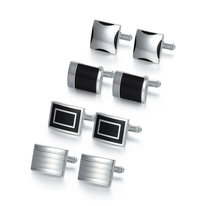 4 Pair Cufflinks For Mens With Gift Box Man Shirt Cufflinks Wedding Guests Gifts Men Gift For Husband Business Tie Clip T0204022