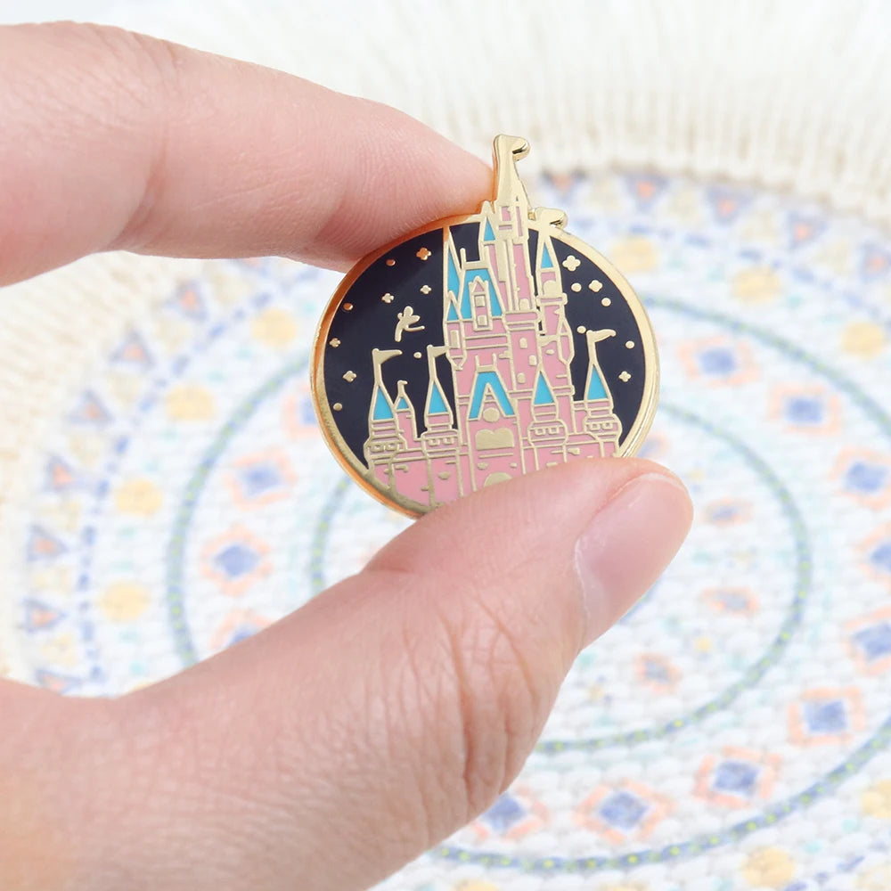 Magic Castle Badge Crystal Ball Enamel Pin Pink Blue Series Magical World Brooch Fan Enthusiast Fashion Jewelry Accessories Gift