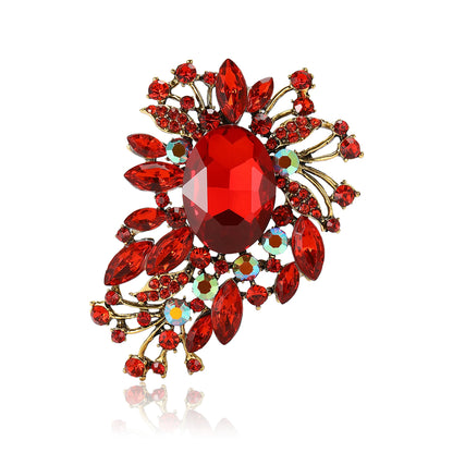 Beaut&Berry Luxury Crystal Glass Brooches for Women Rhinestone Flower Pins Friends Party Gifts Banquet Jewellery Accessories