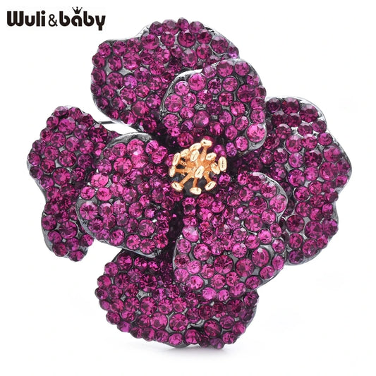 Wuli&baby Luxury Double-layer Flowers Brooches For Women Lady Shining Full-rhinestone Elegant Flower Party Office Brooch Pins