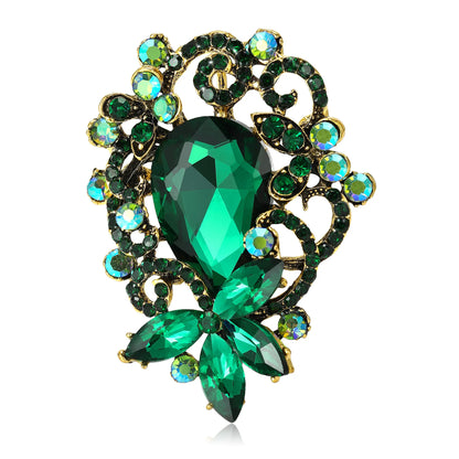 Beaut&Berry Luxury Crystal Glass Flower Brooches for Women Unisex Rhinestone Pins Casual Party Jewelry Accessories Gifts