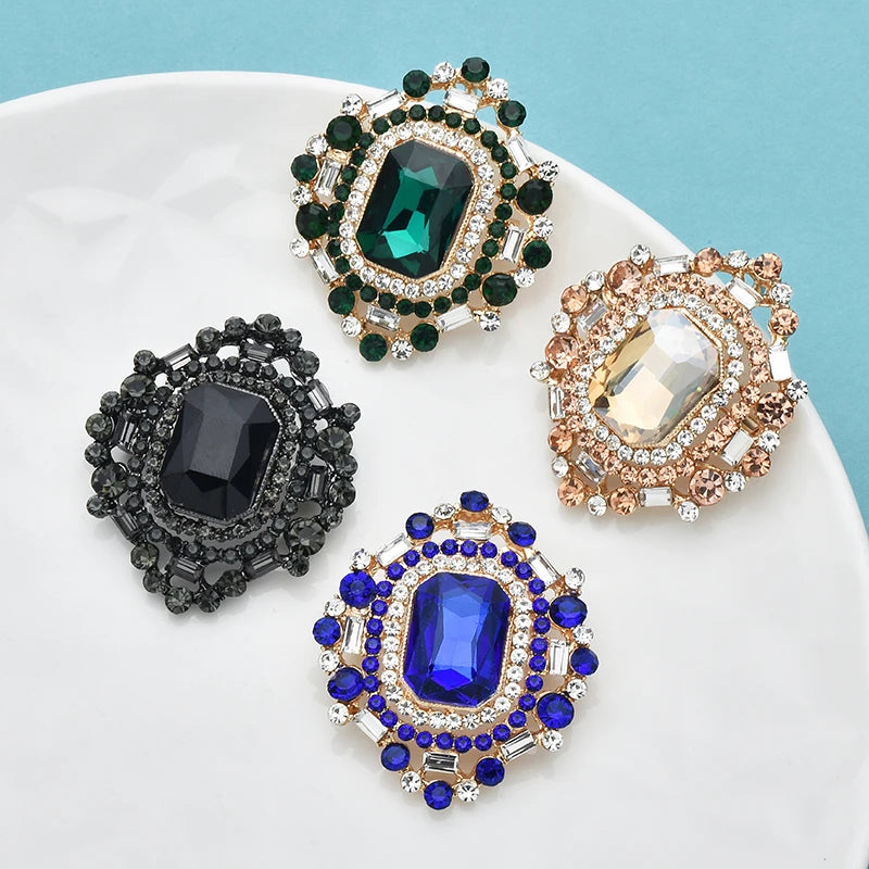 Wuli&baby Crystal Royal Style Geometric Brooches For Women Unisex 4-color Elegant Party Office Brooch Pins Gifts
