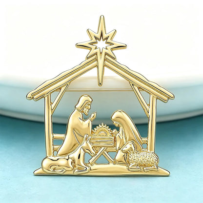 Wuli&baby Holy Manger Character Brooches For Women Men 2-color Metal The Nativity Scene Party Casual Brooch Pins Christmas Gifts