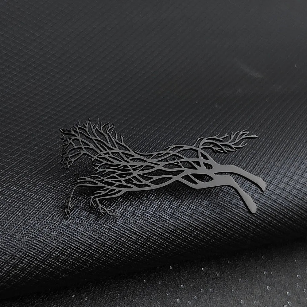Luxury Running Horses Brooch Trendy Classic Zodiac Animal Lapel Pins Casual Jewelry Leopard Stainless Steel Brooches for Women
