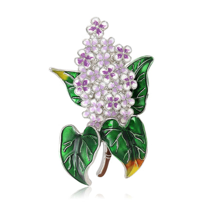 Beaut&Berry Luxury Enamel Hyacinth Brooches for Women Unisex Plant Pins Casual Party Jewelry Accessories Gifts Decoration