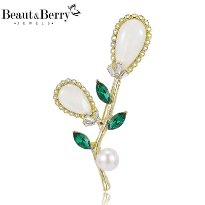 Beaut&Berry Trendy Enamel Flower Brooches for Women Unisex Plant Pins Casual Party Jewelry Accessories Gifts Decoration