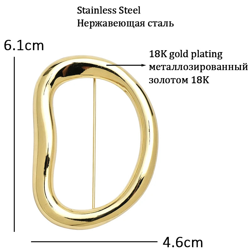 Wuli&baby Elegant Stainless Steel Geometric Brooches For Women Men 2-color Minimalist Party Office Brooch Pins Gifts