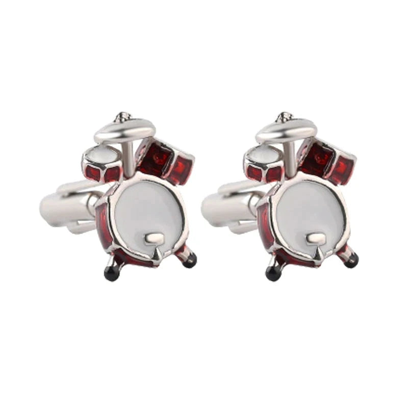 Fashion Music Drum Cufflinks for Men New Trendy 3D Red White Drum CUFFLINKS French Shirt Party Wedding Jewelry Boyfriends Gifts