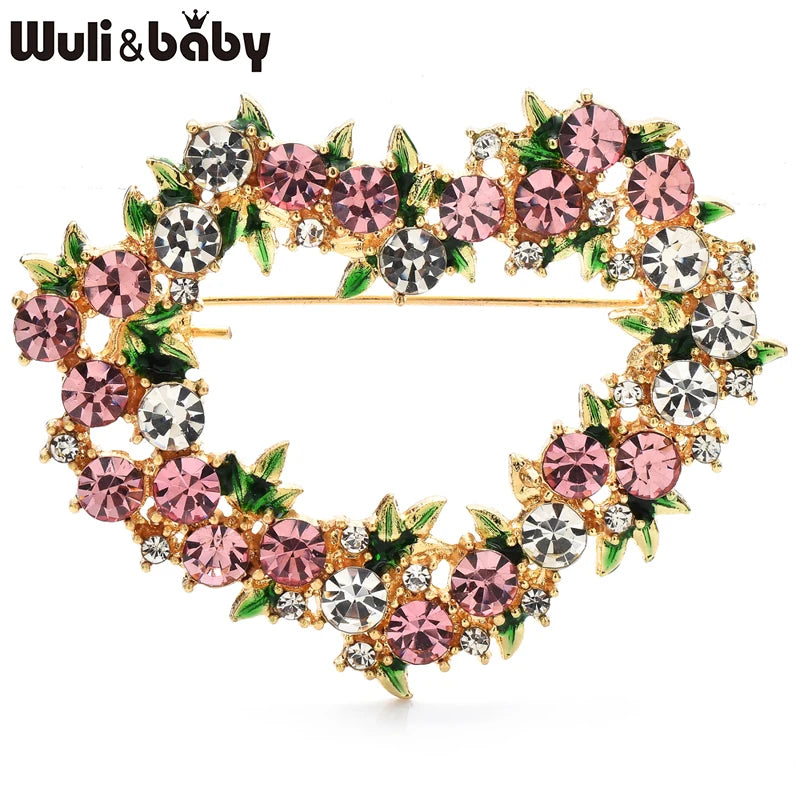 Wuli&baby Sparkling Heart Brooches For Women Unisex 4-color Rhinestone Love Party Office Clothes Brooch Pins Gifts