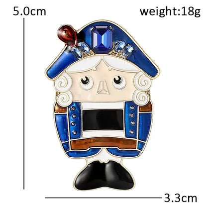 Wuli&baby Cute Enamel Nutcracker Brooches For Women Unisex 2-color Guard Soldier Figure Party Casual Brooch Pins Gifts