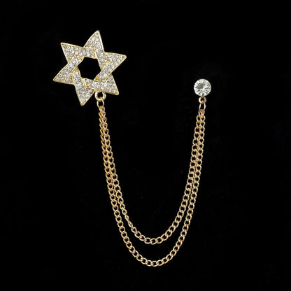 Retro Fashion Crystal Glasses Brooch Tassel Chain Snake Eagle Animal Lapel Pin Men Suit Shirt Collar Badge Jewelry Accessories