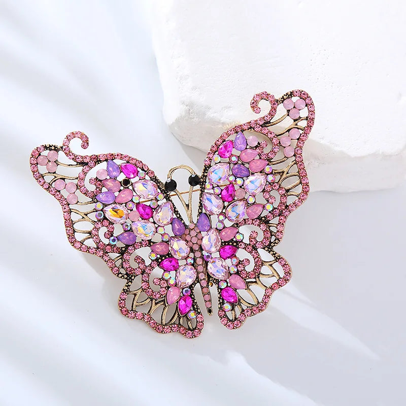 SKEDS Luxury High-end Women Lady Full Crystal Shiny Butterfly Brooches Pins Fashion Exquisite Creative Insect Badges Corsages