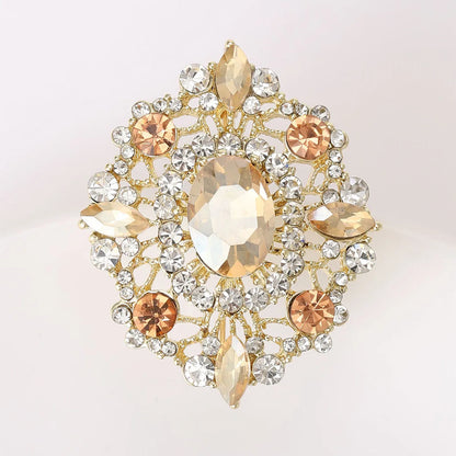 Rhinestone Flower Brooches for Women Unisex Trendy Multicoloured Crystal Glasses Pin Office Party Friend Gifts Accessories