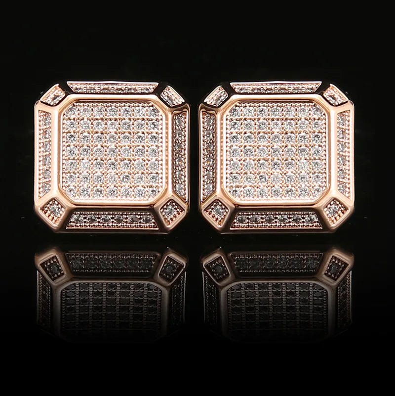 Square Cufflinks Copper Full Zircon Men Formal French Shirt Personalized Light Luxury Business Office Council Banquet Decoration