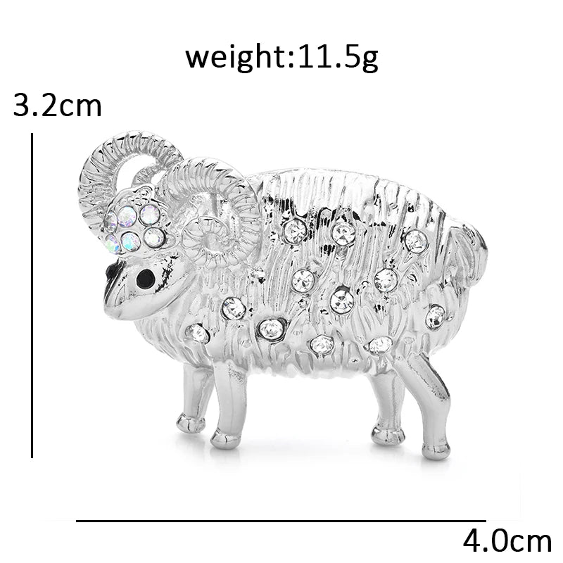 Wuli&baby Lovely Rhinestone Sheep Brooches For Women Unisex 2-color Alloy Year Of Goat Animal Party Office Brooch Pin Gifts