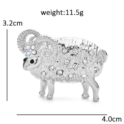 Wuli&baby Lovely Rhinestone Sheep Brooches For Women Unisex 2-color Alloy Year Of Goat Animal Party Office Brooch Pin Gifts
