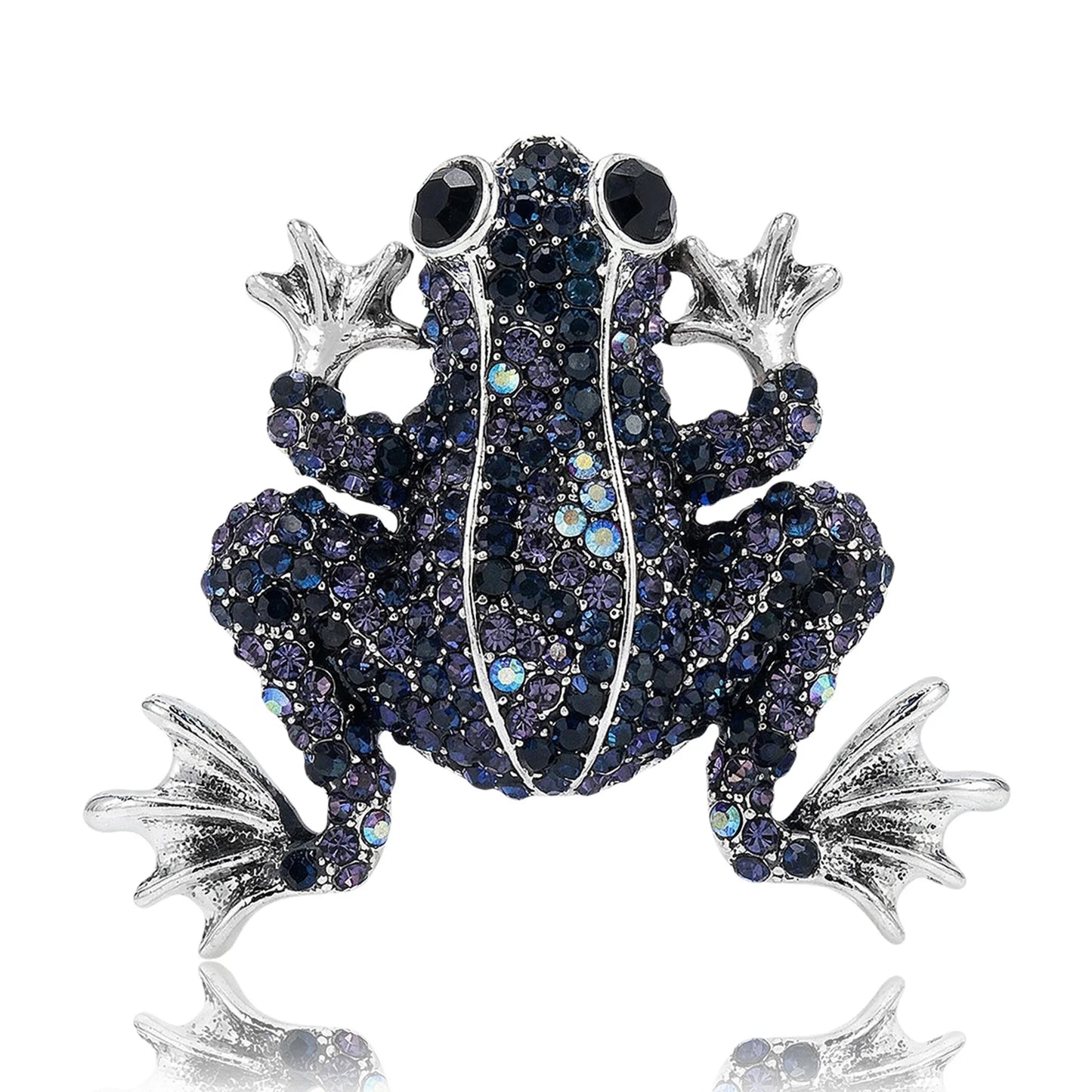 Beaut&Berry Luxury Rhinestone Frog Brooches for Women Unisex Animal Pins Casual Party Jewelry Accessories Gifts Decoration