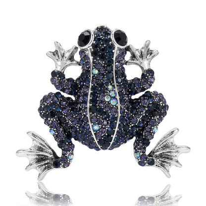 Beaut&Berry Luxury Rhinestone Frog Brooches for Women Unisex Animal Pins Casual Party Jewelry Accessories Gifts Decoration