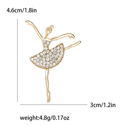 Rhinestone Ballerina Brooches for Women Acrylic Elf Pins Pearl Girls Accessories Office Party Friend Gifts