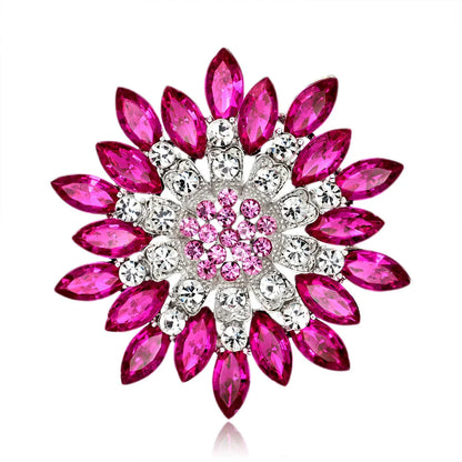 New retro men and women's fashion versatile brooches shiny crystal big flowers rhinestone pin accessories jewelry gifts